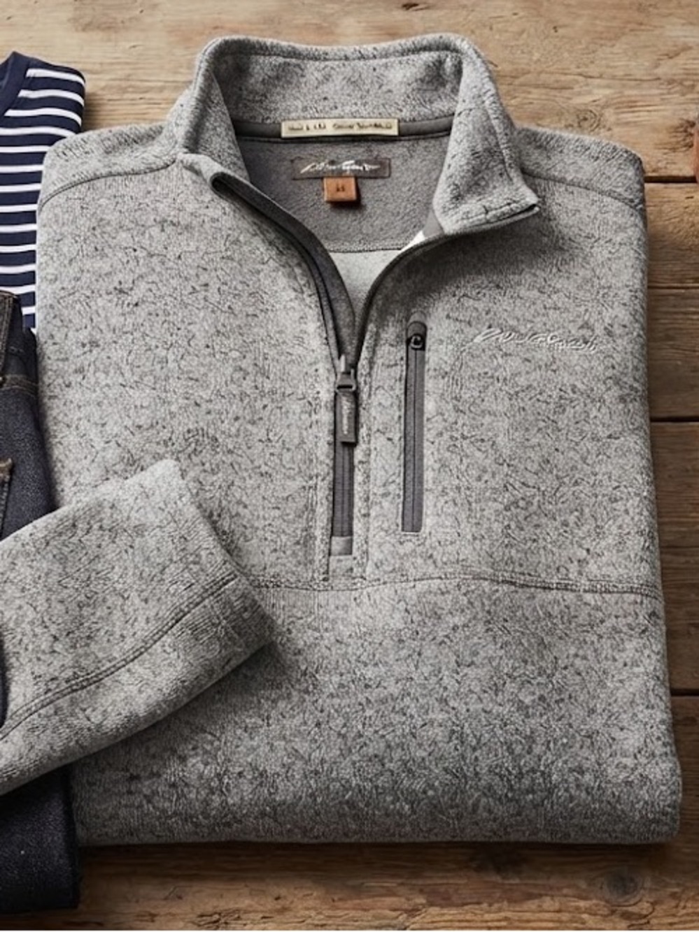 Eddie Bauer Men's Gray Zip-Up Sweater